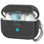 AHASTYLE JY26 for AirPods Pro 3 Silicone Case Secure Lock One-Piece Shockproof Protective Cover with Metal Carabiner