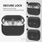 AHASTYLE JY26 for AirPods Pro 3 Silicone Case Secure Lock One-Piece Shockproof Protective Cover with Metal Carabiner