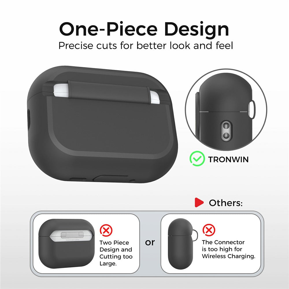 AHASTYLE JY26 for AirPods Pro 3 Silicone Case Secure Lock One-Piece Shockproof Protective Cover with Metal Carabiner