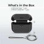 AHASTYLE JY26 for AirPods Pro 3 Silicone Case Secure Lock One-Piece Shockproof Protective Cover with Metal Carabiner