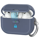 AHASTYLE JY26 for AirPods Pro 3 Silicone Case Secure Lock One-Piece Shockproof Protective Cover with Metal Carabiner