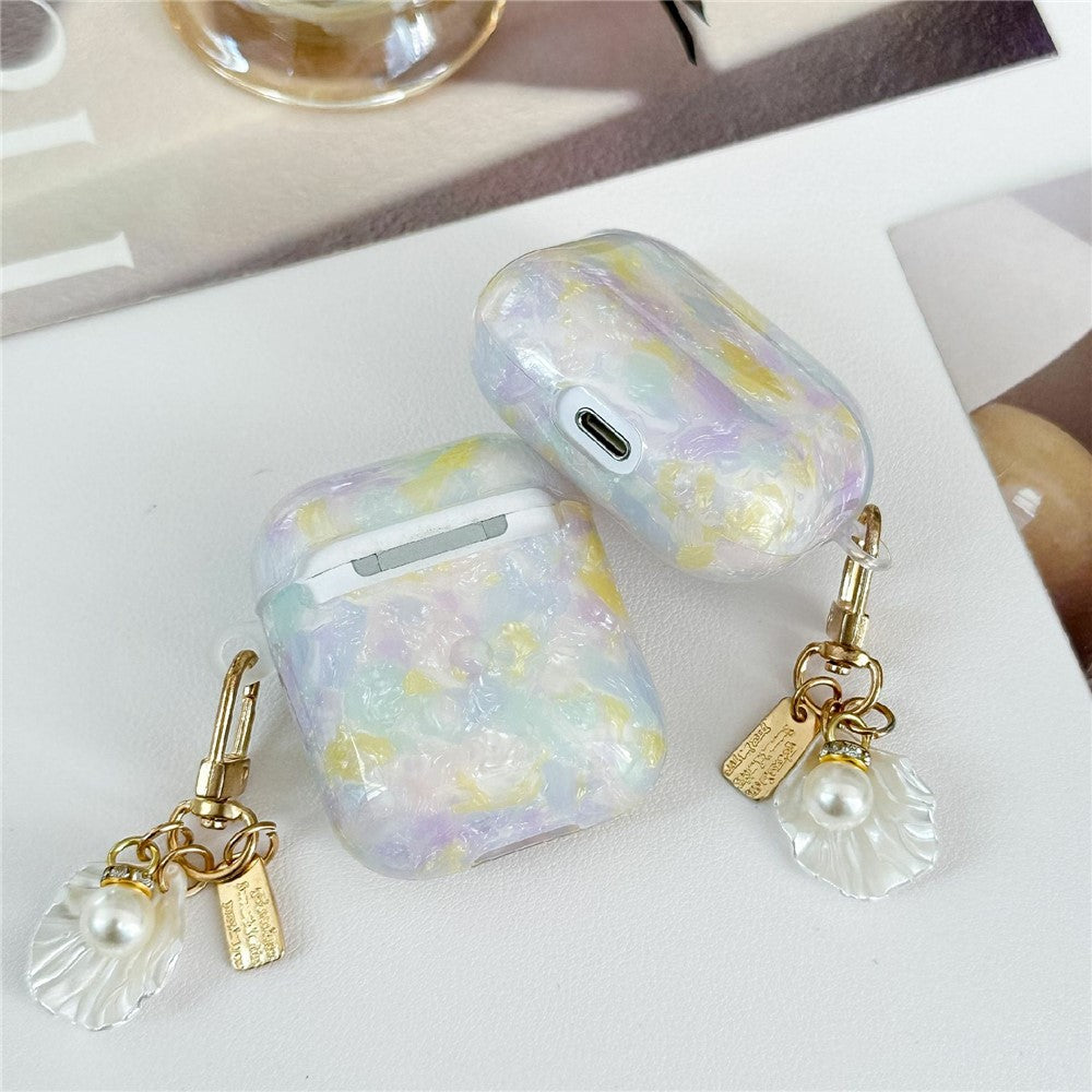 TPU Case for Apple AirPods with Wireless Charging Case (2019) / AirPods with Charging Case (2019) / (2016) Shell Grain Drop Protection Cover with Shell Pendant