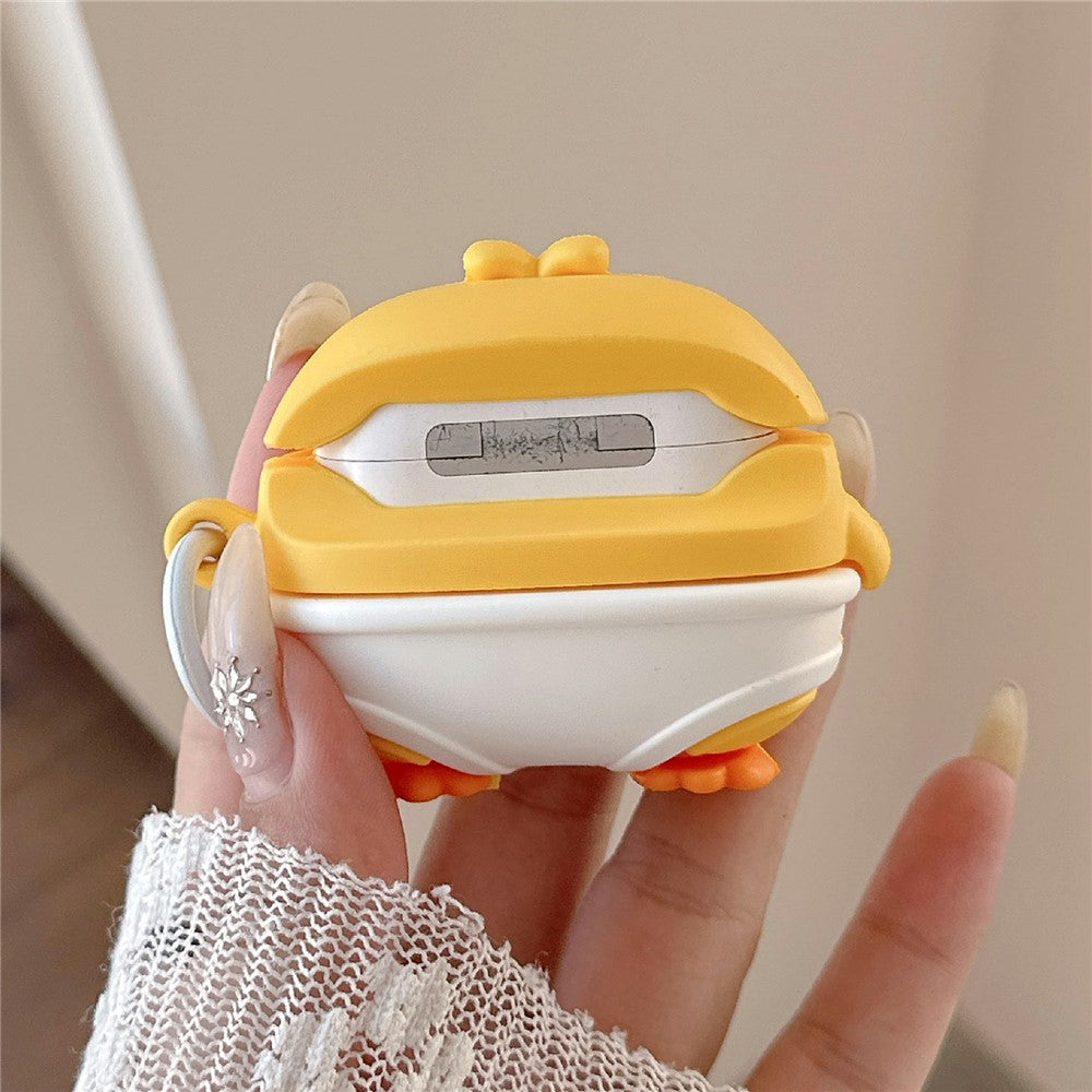For AirPods Pro 2 / Pro Case Cute Little Yellow Chicken Design Silicone Protective Cover with Hanging Buckle