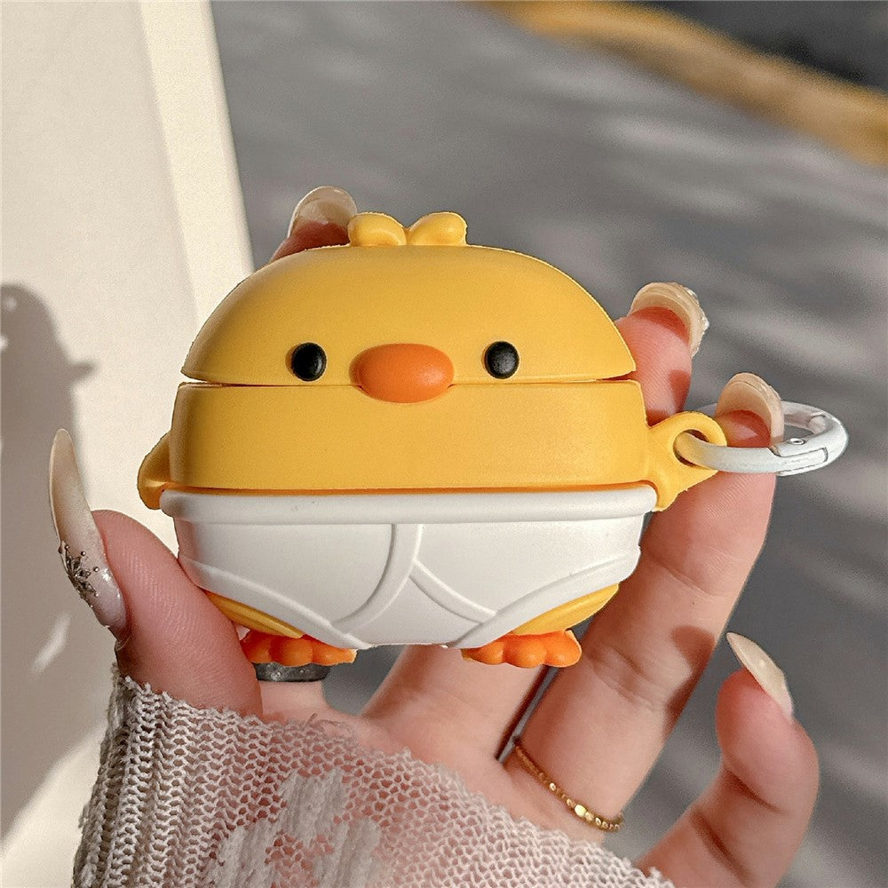 For AirPods Pro 2 / Pro Case Cute Little Yellow Chicken Design Silicone Protective Cover with Hanging Buckle