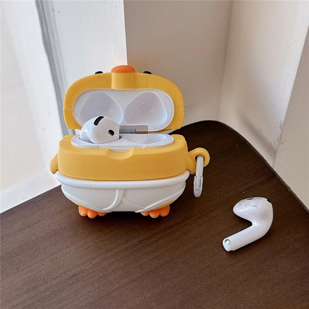 For AirPods Pro 2 / Pro Case Cute Little Yellow Chicken Design Silicone Protective Cover with Hanging Buckle