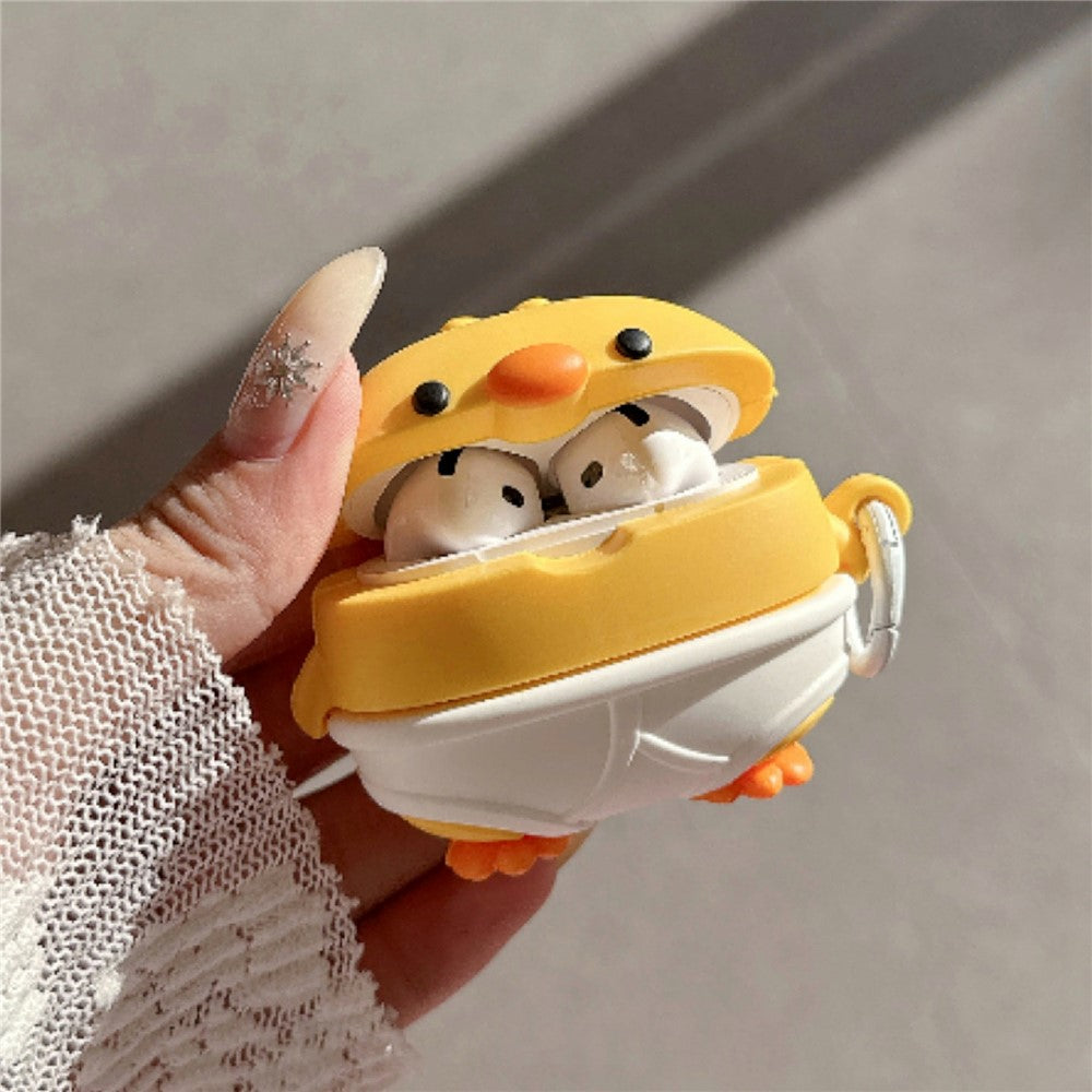 For AirPods Pro 3 Case Cute Little Yellow Chicken Design Silicone Protective Cover with Hanging Buckle