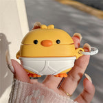 For AirPods Pro 3 Case Cute Little Yellow Chicken Design Silicone Protective Cover with Hanging Buckle