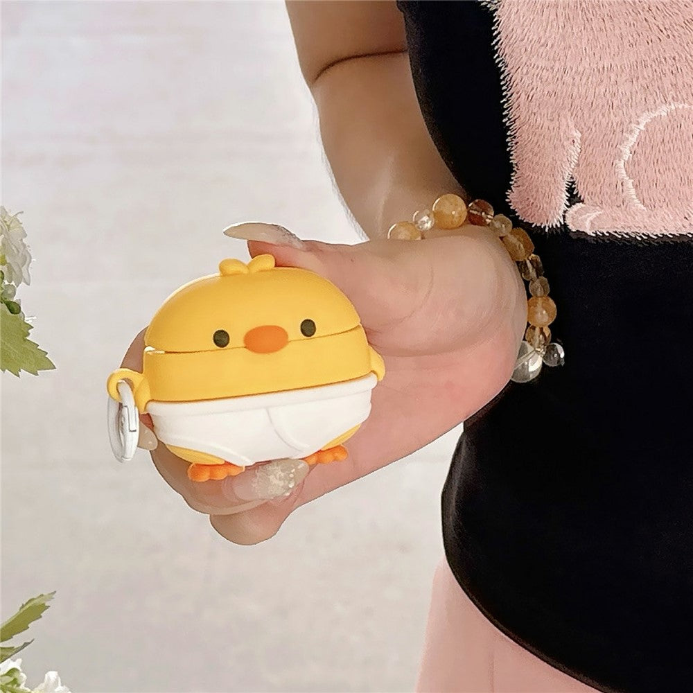 For AirPods Pro 3 Case Cute Little Yellow Chicken Design Silicone Protective Cover with Hanging Buckle
