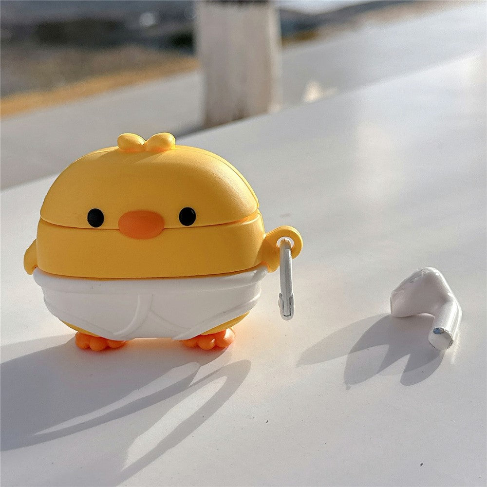 For AirPods Pro 3 Case Cute Little Yellow Chicken Design Silicone Protective Cover with Hanging Buckle