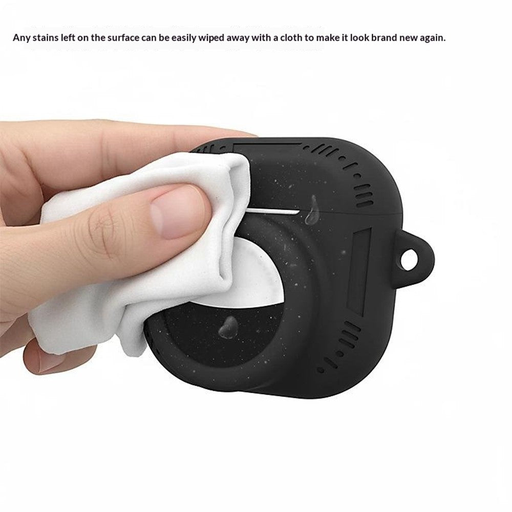 2-i-1-silikoneetui til AirPods 5/4/AirTag, stødsikkert etui med anti-tab-karabinhage
