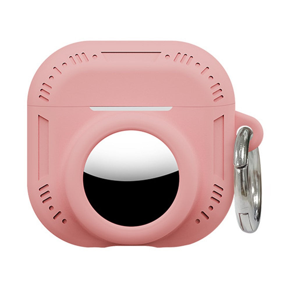 2-i-1-silikoneetui til AirPods 5/4/AirTag, stødsikkert etui med anti-tab-karabinhage