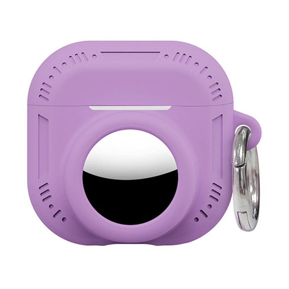 2-i-1-silikoneetui til AirPods 5/4/AirTag, stødsikkert etui med anti-tab-karabinhage