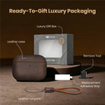 DELIDIGI DD14 For AirPods Pro 3 Case Leather Coated PC Earphone Cover with Magnetic Lid and Lanyard