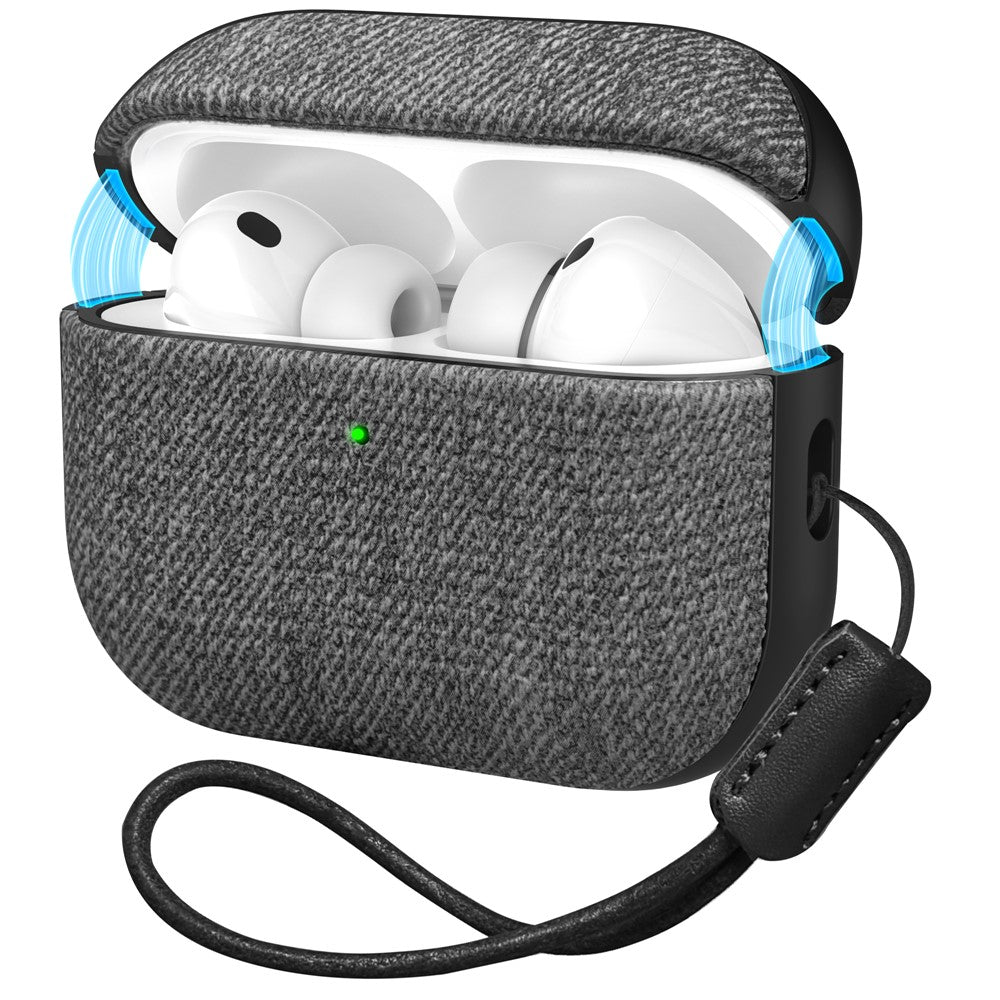DELIDIGI DD14 For AirPods Pro 3 Case Leather Coated PC Earphone Cover with Magnetic Lid and Lanyard