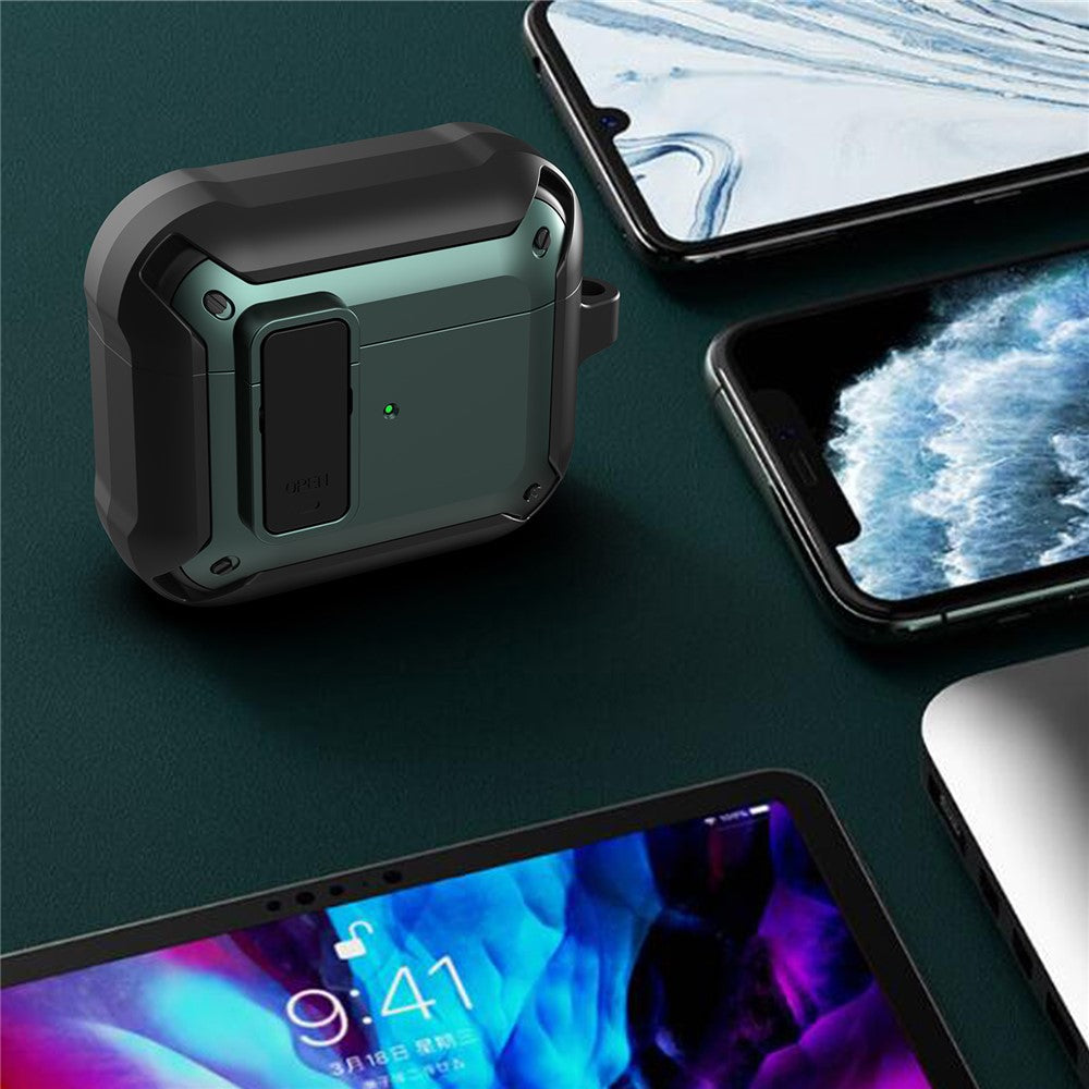 Wireless Earphone Charging Case Sleeve Anti-drop TPU+PC Protective Cover with Snap-on Lid Design for AirPods 3