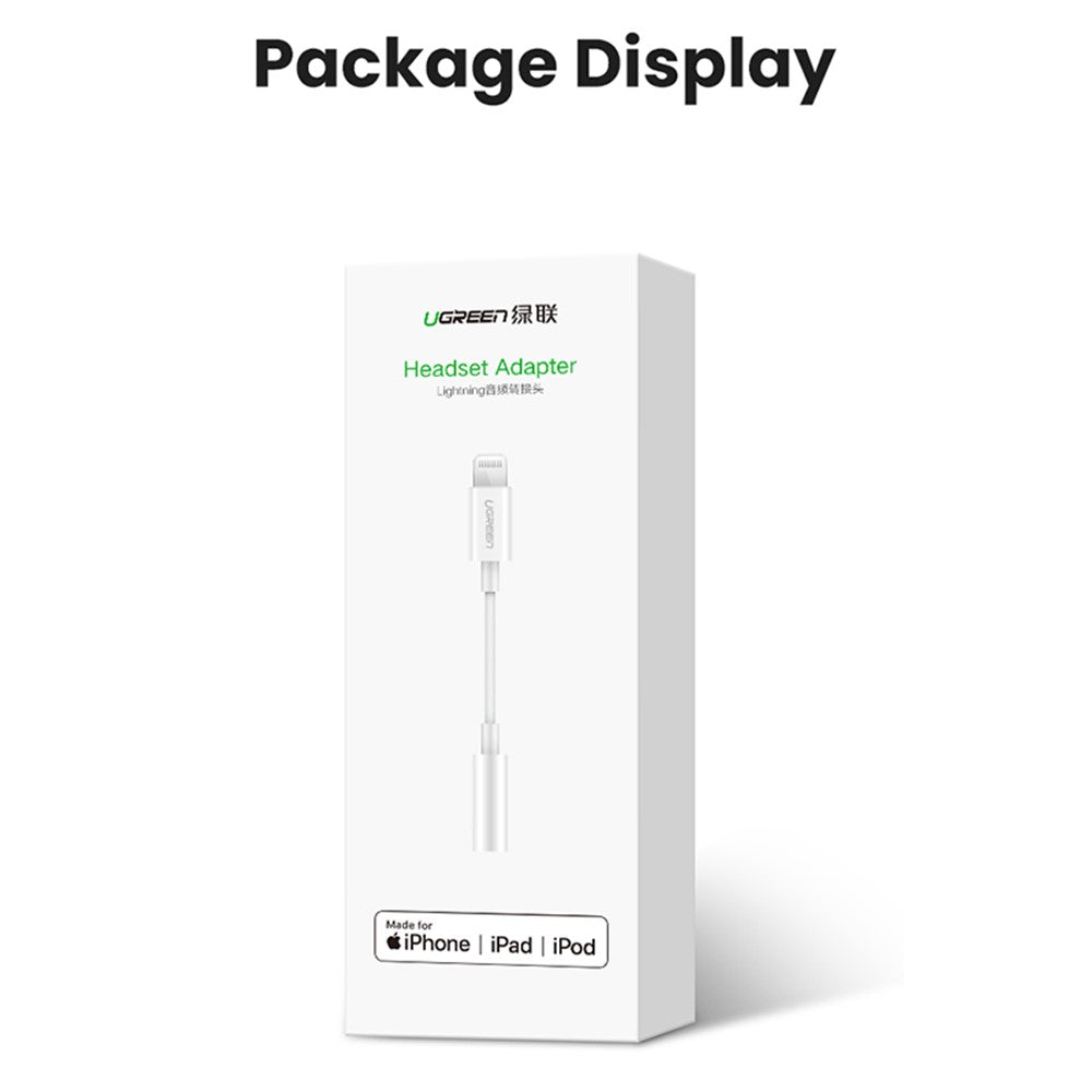 UGREEN til iPhone 13 12 MFI Lightning til 3,5 mm lydadapterkabel Hovedtelefonkonverter