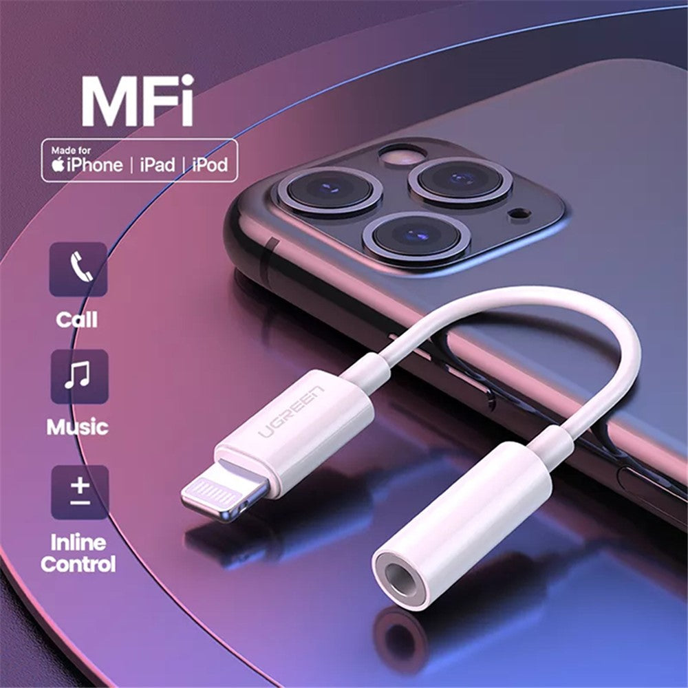 UGREEN til iPhone 13 12 MFI Lightning til 3,5 mm lydadapterkabel Hovedtelefonkonverter