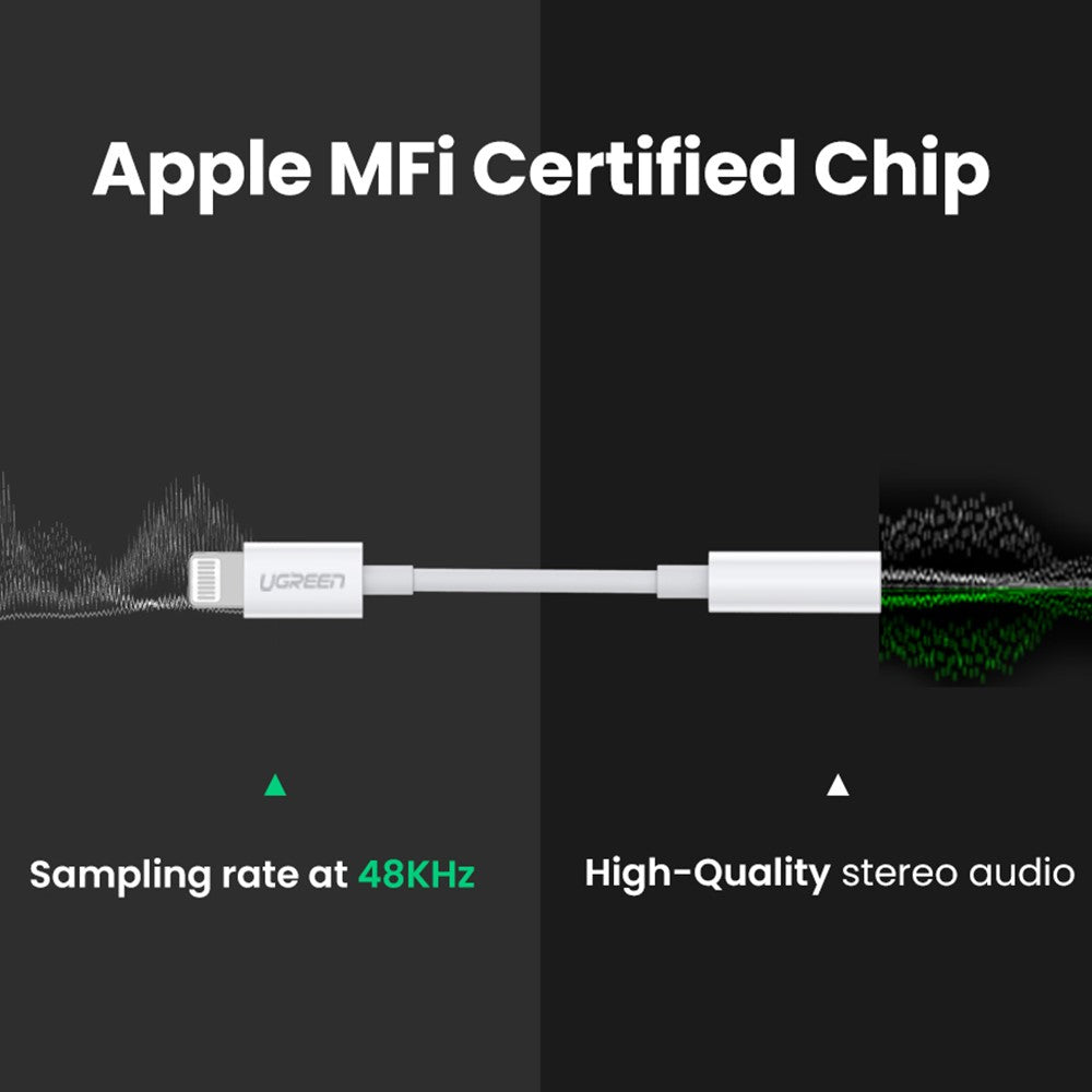 UGREEN til iPhone 13 12 MFI Lightning til 3,5 mm lydadapterkabel Hovedtelefonkonverter