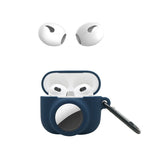 For Apple AirPods 3 + for AirTag 2-in-1 Silicone Protective Cover Drop-proof Dust-proof Case with Carabiner and Ear Caps