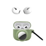 For Apple AirPods 3 + for AirTag 2-in-1 Silicone Protective Cover Drop-proof Dust-proof Case with Carabiner and Ear Caps