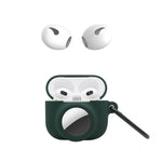 For Apple AirPods 3 + for AirTag 2-in-1 Silicone Protective Cover Drop-proof Dust-proof Case with Carabiner and Ear Caps