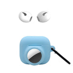 For Apple AirPods 3 + for AirTag 2-in-1 Silicone Protective Cover Drop-proof Dust-proof Case with Carabiner and Ear Caps