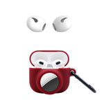 For Apple AirPods 3 + for AirTag 2-in-1 Silicone Protective Cover Drop-proof Dust-proof Case with Carabiner and Ear Caps