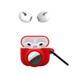 For Apple AirPods 3 + for AirTag 2-in-1 Silicone Protective Cover Drop-proof Dust-proof Case with Carabiner and Ear Caps