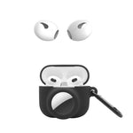 For Apple AirPods 3 + for AirTag 2-in-1 Silicone Protective Cover Drop-proof Dust-proof Case with Carabiner and Ear Caps