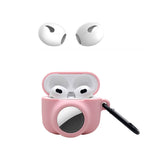 For Apple AirPods 3 + for AirTag 2-in-1 Silicone Protective Cover Drop-proof Dust-proof Case with Carabiner and Ear Caps