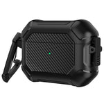 Til Apple AirPods Pro Carbon Fiber Anti-Drop Etui Bærbare Bluetooth-kompatible Høretelefoner Blødt TPU+PC Cover med Spænde