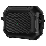 Til Apple AirPods Pro Carbon Fiber Anti-Drop Etui Bærbare Bluetooth-kompatible Høretelefoner Blødt TPU+PC Cover med Spænde