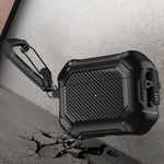 Til Apple AirPods Pro Carbon Fiber Anti-Drop Etui Bærbare Bluetooth-kompatible Høretelefoner Blødt TPU+PC Cover med Spænde