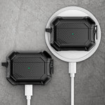 Til Apple AirPods Pro Carbon Fiber Anti-Drop Etui Bærbare Bluetooth-kompatible Høretelefoner Blødt TPU+PC Cover med Spænde