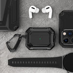 Til Apple AirPods Pro Carbon Fiber Anti-Drop Etui Bærbare Bluetooth-kompatible Høretelefoner Blødt TPU+PC Cover med Spænde