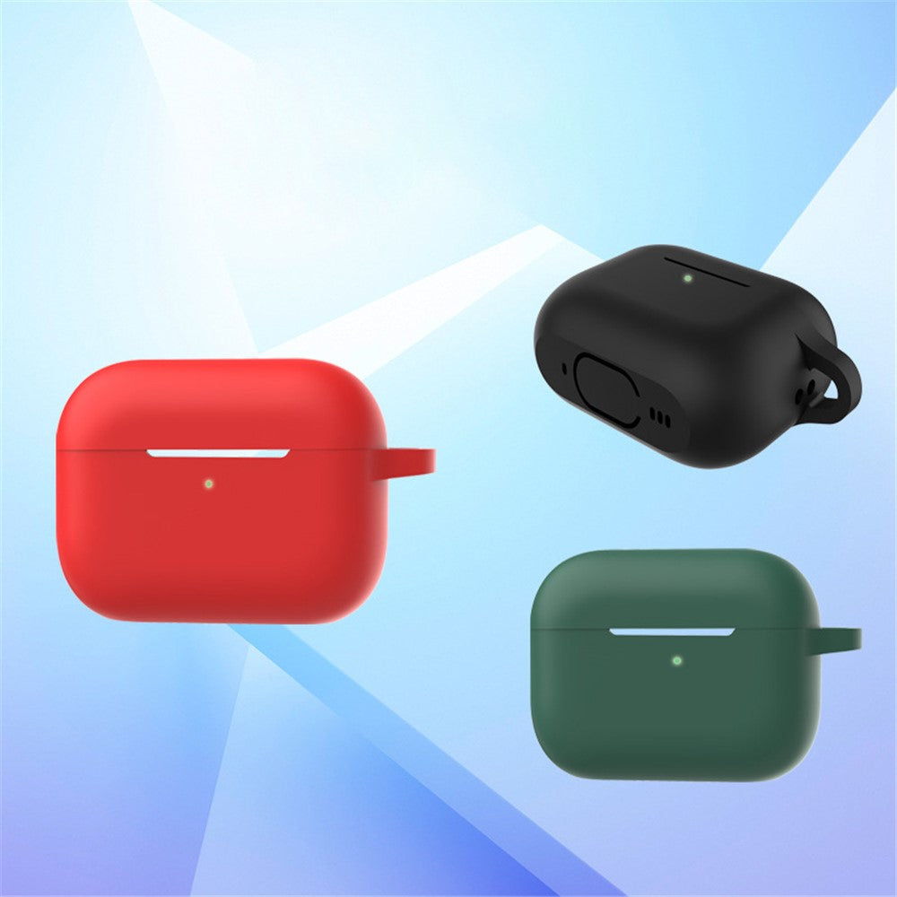 A1 For AirPods Pro 2 Silikone Beskyttelsesetui Bluetooth-kompatibel Høretelefon Flad Bund Anti-fald Cover med Ring Spænde