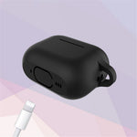 A1 For AirPods Pro 2 Silikone Beskyttelsesetui Bluetooth-kompatibel Høretelefon Flad Bund Anti-fald Cover med Ring Spænde