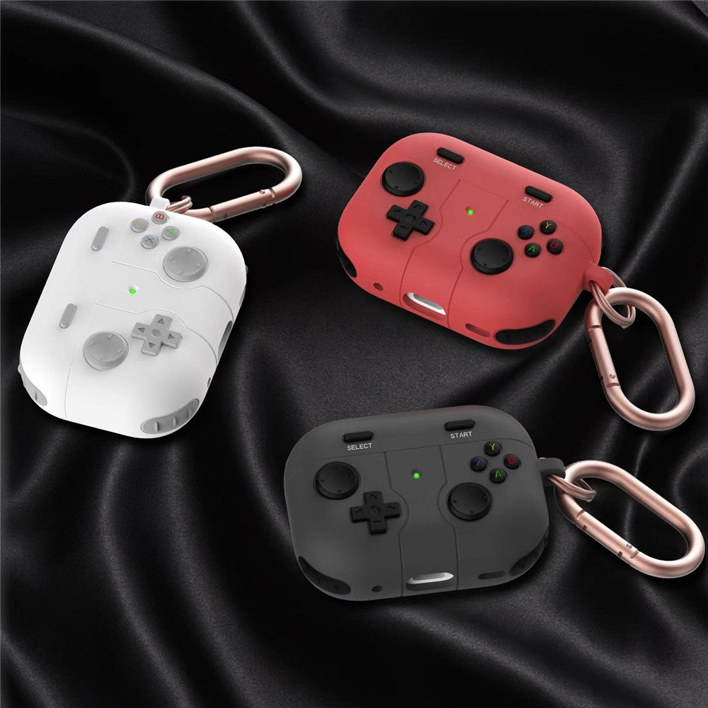 For Apple AirPods Pro 2 / Pro Gamepad Design Earphone Silicone Case Anti-Drop Earbuds Protective Cover with Anti-Lost Buckle