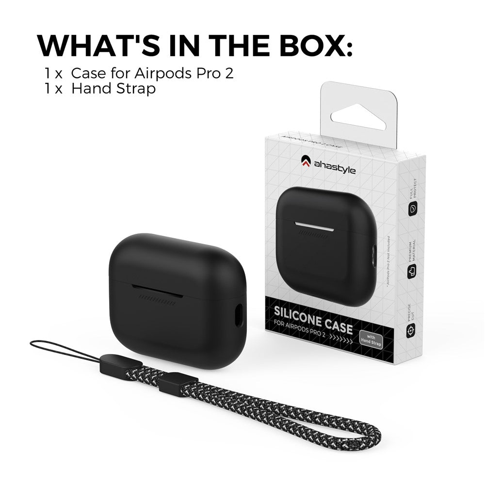 AHASTYLE PT187 til Apple AirPods Pro 2 Bluetooth-kompatibelt silikone-etui til høretelefoner Opladningsetui Beskyttende cover med håndrem