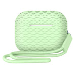 For AirPods Pro 2 Wavy Texture Earphone Case Soft Silicone Anti-Scratch Protective Cover Skin Shell with Strap