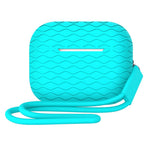 For AirPods Pro 2 Wavy Texture Earphone Case Soft Silicone Anti-Scratch Protective Cover Skin Shell with Strap