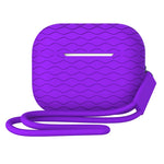 For AirPods Pro 2 Wavy Texture Earphone Case Soft Silicone Anti-Scratch Protective Cover Skin Shell with Strap