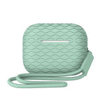 For AirPods Pro 2 Wavy Texture Earphone Case Soft Silicone Anti-Scratch Protective Cover Skin Shell with Strap