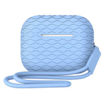 For AirPods Pro 2 Wavy Texture Earphone Case Soft Silicone Anti-Scratch Protective Cover Skin Shell with Strap