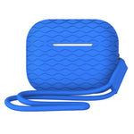 For AirPods Pro 2 Wavy Texture Earphone Case Soft Silicone Anti-Scratch Protective Cover Skin Shell with Strap