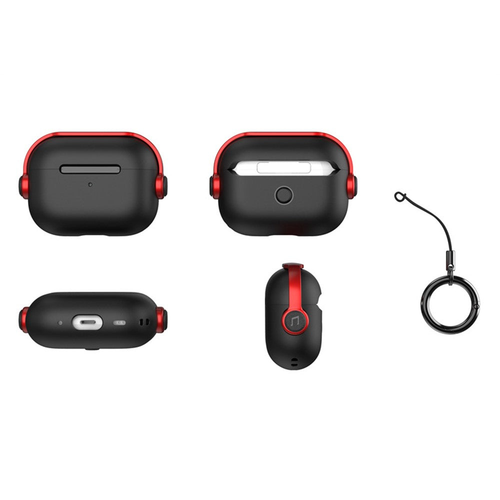 Til Apple AirPods Pro 2 Anti-fald Øretelefoncover Headset-stil To-farvet PC+TPU Ørepropcover med Ringstrop