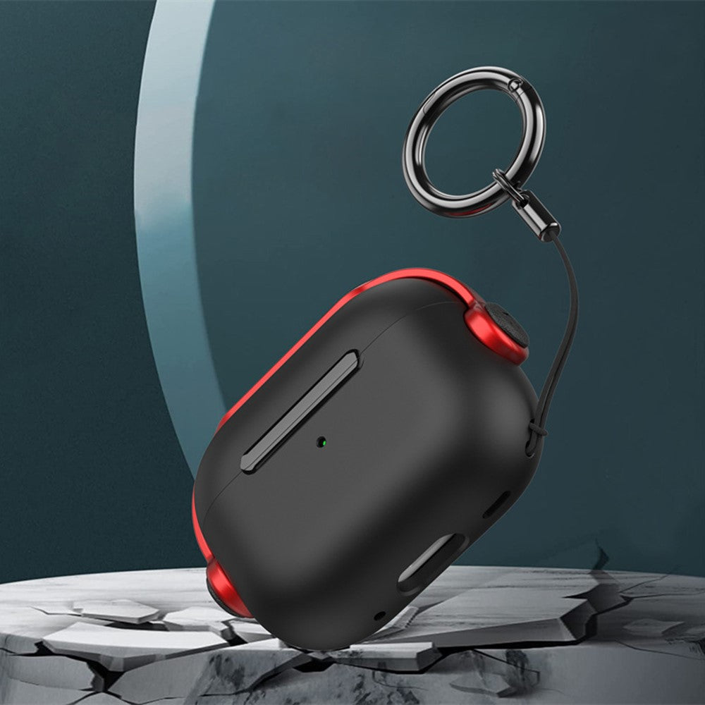 Til Apple AirPods Pro 2 Anti-fald Øretelefoncover Headset-stil To-farvet PC+TPU Ørepropcover med Ringstrop