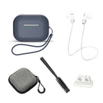 Til AirPods Pro 2 6-i-1 Silikone Beskyttelsescover + Anti-tabt Snor + Opbevaringsetui + Børste + Urremsholder til Øretelefoner + Håndrem
