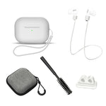 Til AirPods Pro 2 6-i-1 Silikone Beskyttelsescover + Anti-tabt Snor + Opbevaringsetui + Børste + Urremsholder til Øretelefoner + Håndrem