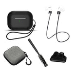 Til AirPods Pro 2 6-i-1 Silikone Beskyttelsescover + Anti-tabt Snor + Opbevaringsetui + Børste + Urremsholder til Øretelefoner + Håndrem